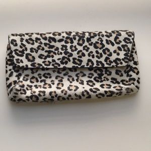 Ann Taylor Leather Leopard Fur Pattern Clutch